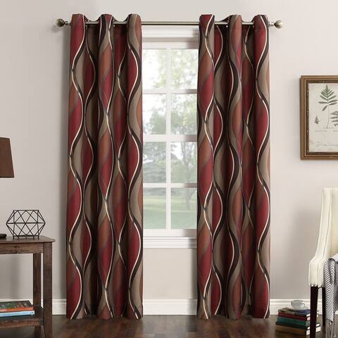 No. 918 Intersect Grommet Woven Print Window Curtain Panel, Single Panel
