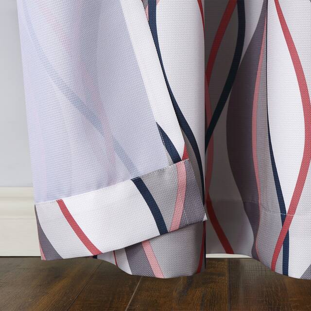 No. 918 Intersect Grommet Woven Print Window Curtain Panel, Single Panel