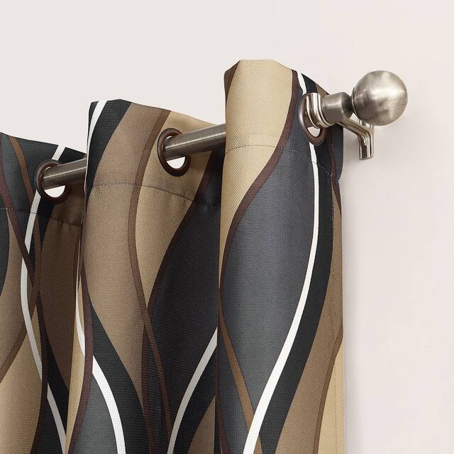 No. 918 Intersect Grommet Woven Print Window Curtain Panel, Single Panel