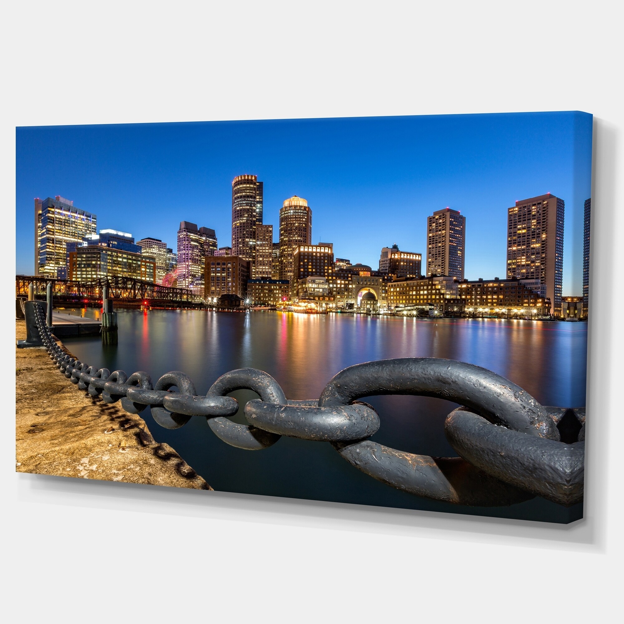 Boston Skyline ready to hang 5 piece mounted canvas wall art/surpassed stretched