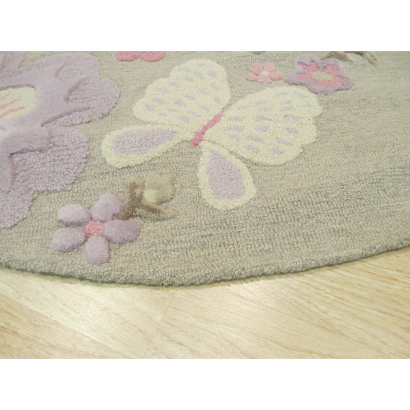 Hand-Tufted Wool Gray Transitional Animal Kid's Butterfly Rug - Whimsical Charm and Cozy Comfort
