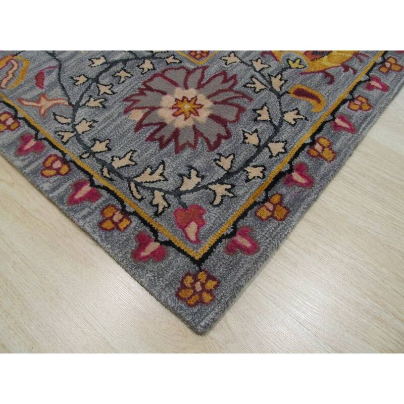 Hand-tufted Wool Blue Transitional Floral Paisley Aea Rug