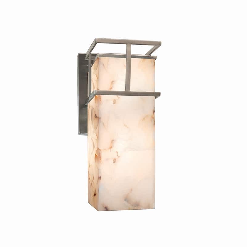 Justice Design Alabaster Rocks Structure 1-light Brushed Nickel Outdoor Small Wall Sconce