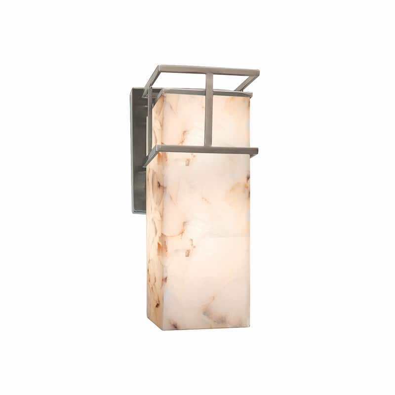 Justice Design Alabaster Rocks Structure Brushed Nickel Outdoor Small Wall Sconce