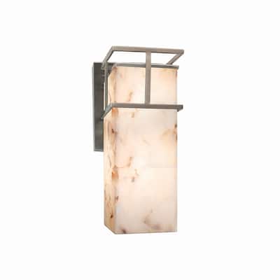 Justice Design Alabaster Rocks Structure Brushed Nickel Outdoor Small Wall Sconce