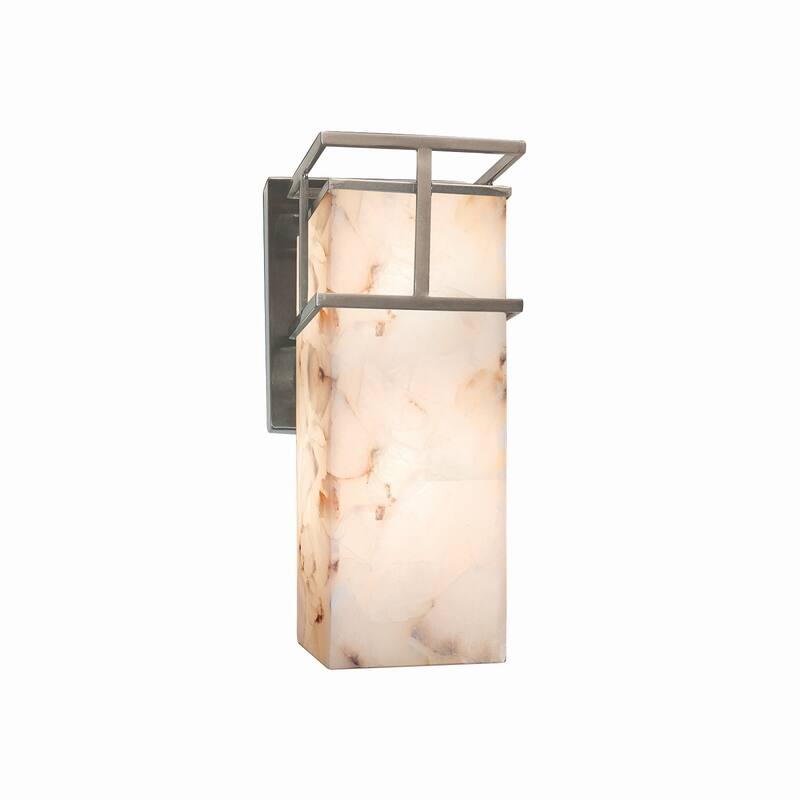 Justice Design Alabaster Rocks Structure Brushed Nickel Outdoor Small Wall Sconce - Brushed Nickel, Off-White