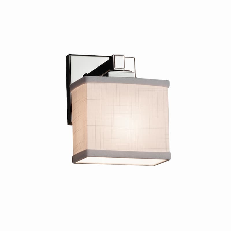 Justice Design Textile Regency 1-light Polished Chrome ADA Wall Sconce, White Rectangle Shade