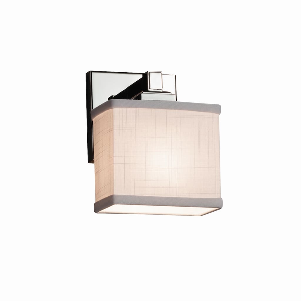 Justice Design Textile Regency 1-light Polished Chrome ADA Wall Sconce, White Rectangle Shade