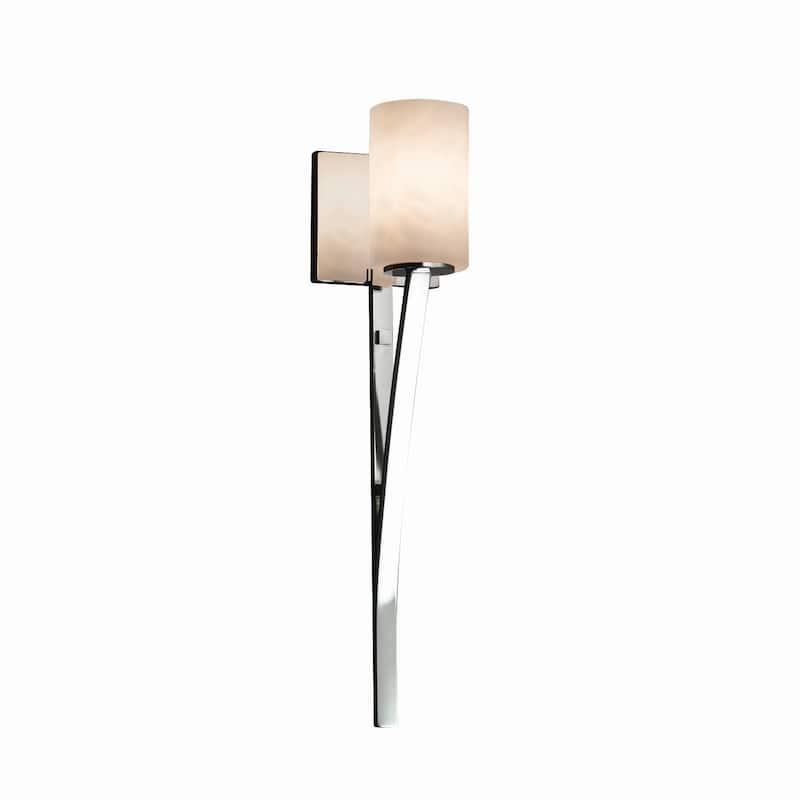 Justice Design Clouds Sabre 1-light Polished Chrome Wall Sconce, Clouds Cylinder - Flat Rim Shade