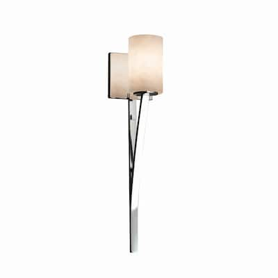 Justice Design Clouds Sabre 1-light Polished Chrome Wall Sconce, Clouds Cylinder - Flat Rim Shade