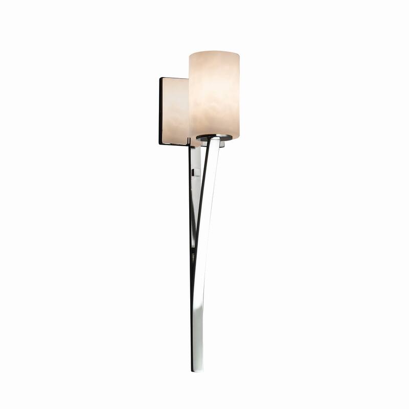Justice Design Clouds Sabre 1-light Polished Chrome Wall Sconce, Clouds Cylinder - Flat Rim Shade