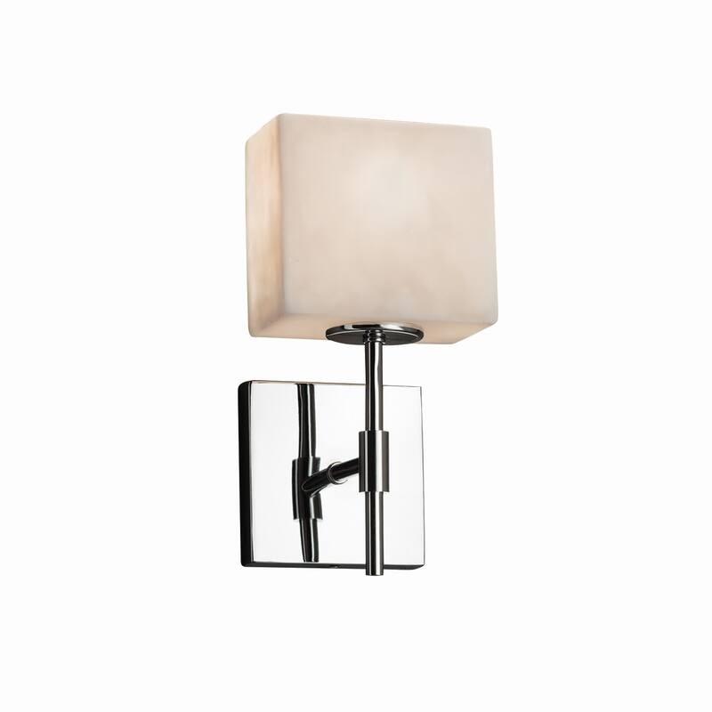 Justice Design Clouds Union 1-light Polished Chrome ADA Wall Sconce, Clouds Rectangle Shade