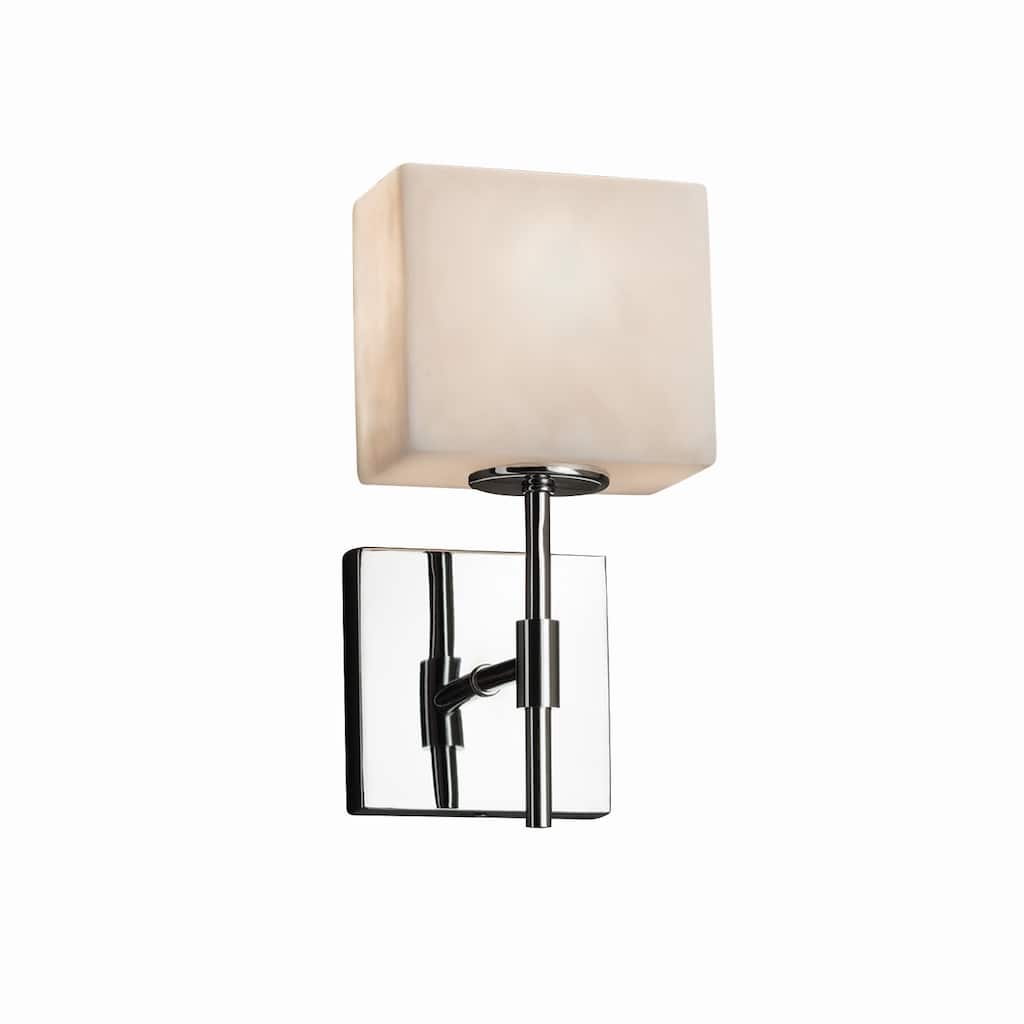 Justice Design Clouds Union 1-light Polished Chrome ADA Wall Sconce, Clouds Rectangle Shade