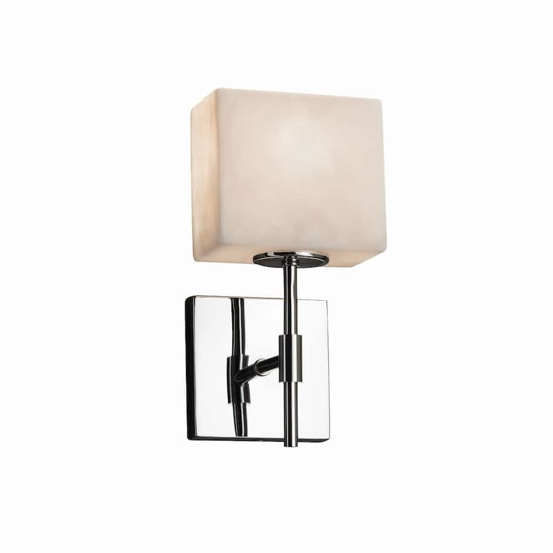 Justice Design Clouds Union 1-light Polished Chrome ADA Wall Sconce, Clouds Rectangle Shade