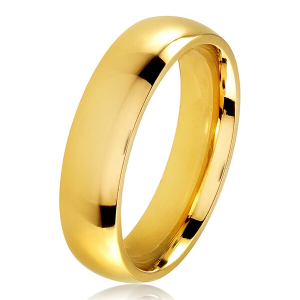 Shop Gold Plated Polished Stainless Steel Domed Comfort-fit Wedding 