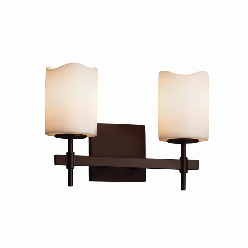 Justice Design CandleAria Union 2-light Dark Bronze Bath Bar, Cream Cylinder - Melted Rim Shade