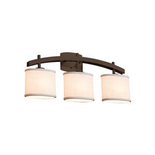 Justice Design Textile Archway 3-light Dark Bronze Bath Bar, Cream Oval Shade