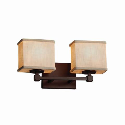 Justice Design Textile Tetra 2-light Dark Bronze Bath Bar, Cream Rectangle Shade