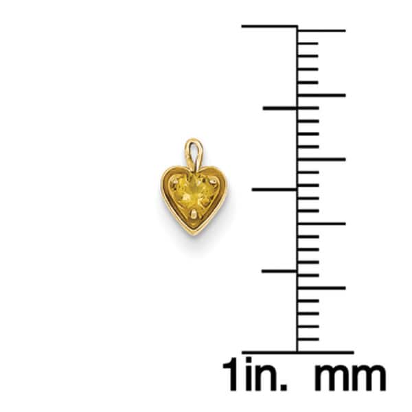 14k Yellow Gold November Birthstone Heart Charm Pendant 7mmx4mm
