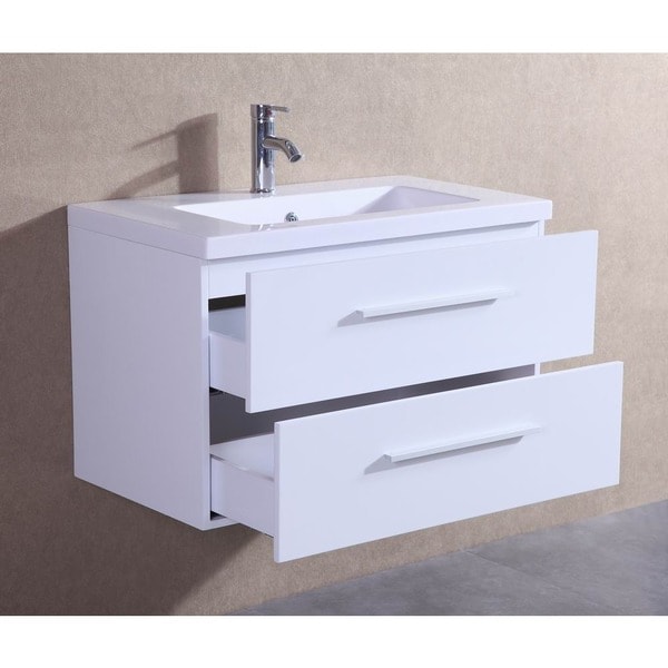 32 Modern White Floating Single Sink Bathroom Vanity Set With Faucet By Belvedere Bath Kitchen Bath Fixtures Bathroom Fixtures Guardebem Com