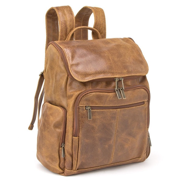 LeDonne Leather Distressed Leather Original 15.4-inch Laptop Backpack ...
