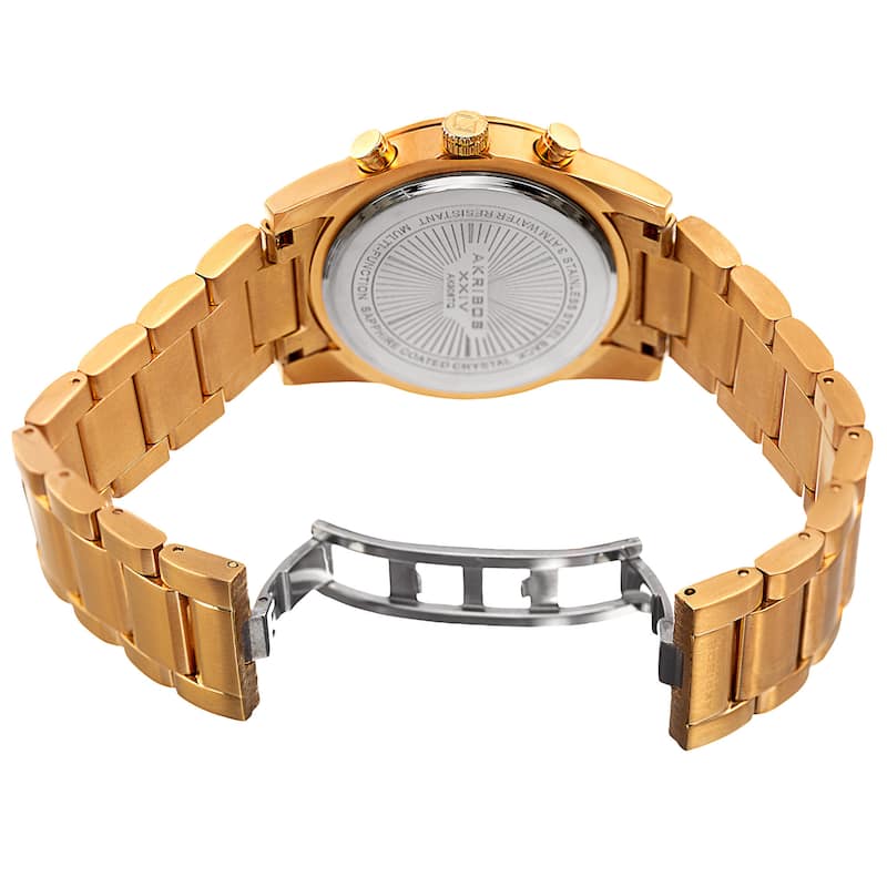 Akribos XXIV Women's Swiss Quartz Multifunction Turquoise Gold-tone Stainless Steel Bracelet Watch - Gold
