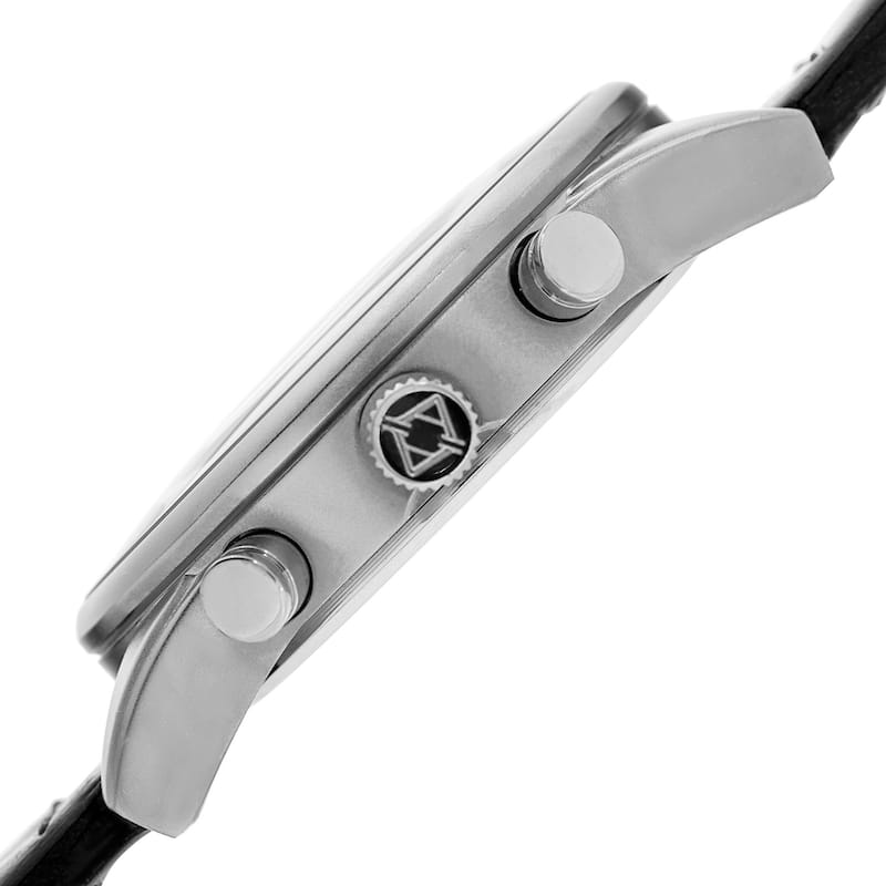 Akribos XXIV Men's Swiss Quartz Multifunction Dual-Zone Black Leather Strap Watch - BLue
