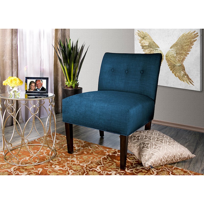 MJL Furniture Samantha Largo Button Tufted Accent Chair - Denim