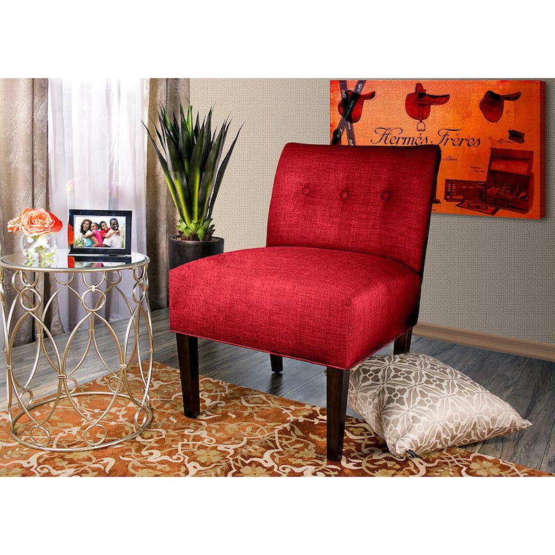 MJL Furniture Samantha Largo Button Tufted Accent Chair - Ruby