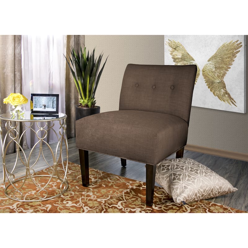 MJL Furniture Obsession Button Tufted Accent Chair in Brownstone (AS IS)