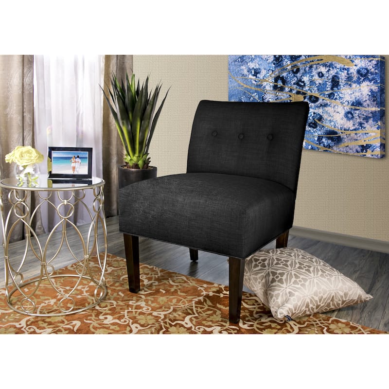 MJL Furniture Obsession Button Tufted Accent Chair in Brownstone (AS IS) - Charcoal