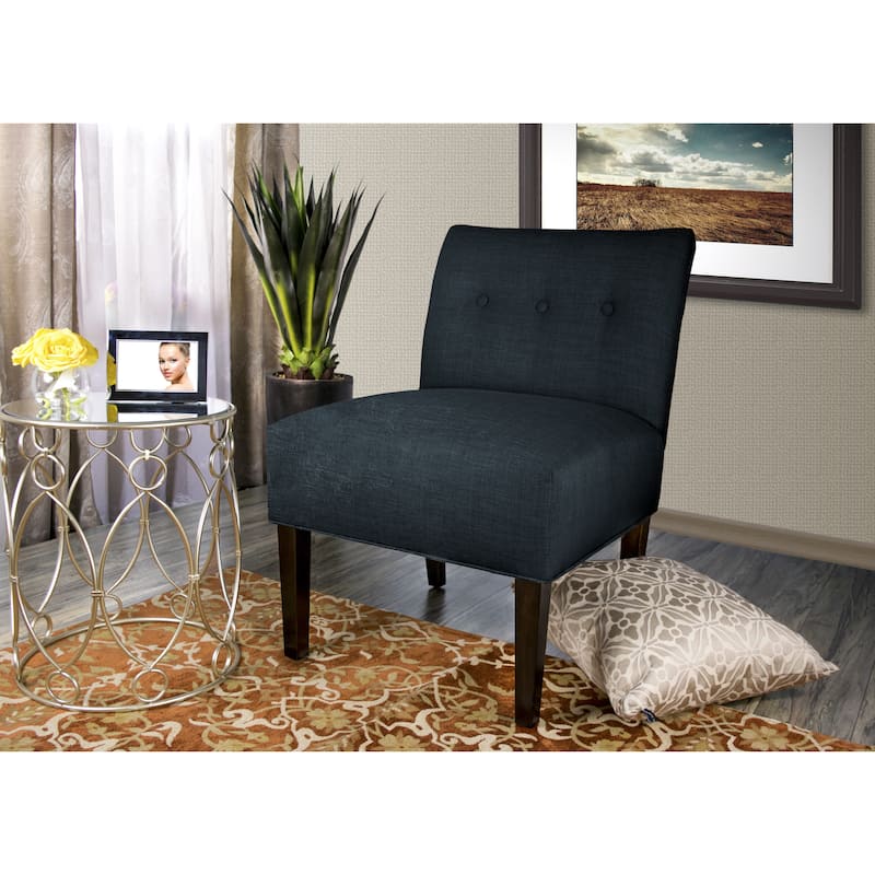 MJL Furniture Obsession Button Tufted Accent Chair in Brownstone (AS IS) - Navy