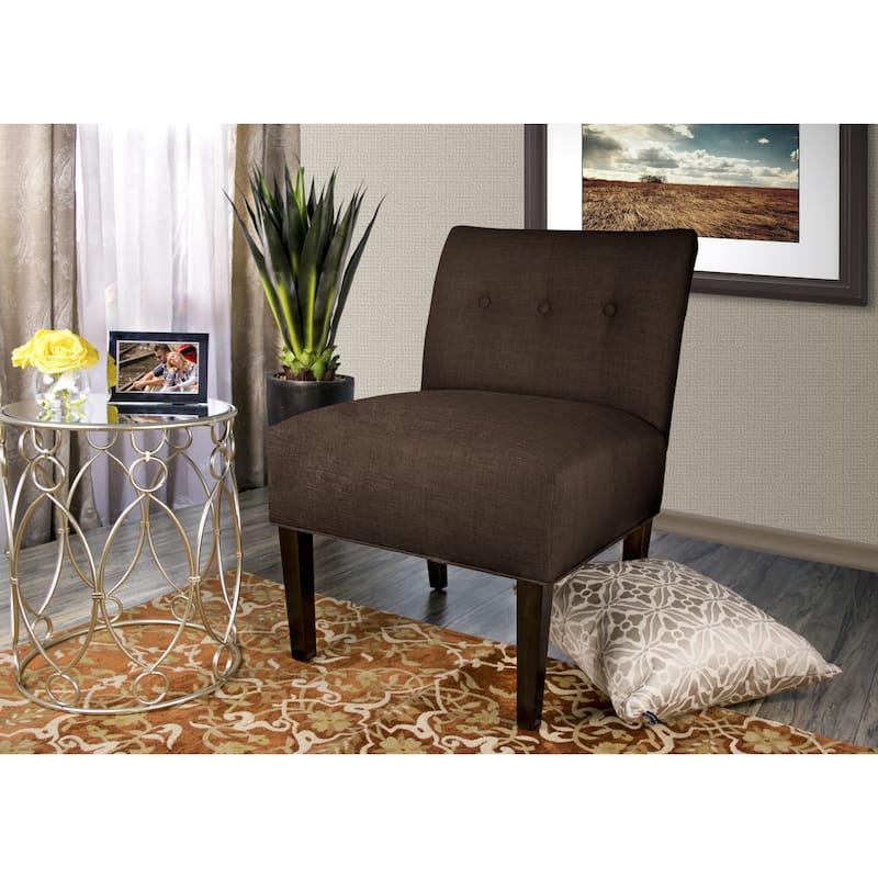 MJL Furniture Obsession Button Tufted Accent Chair in Brownstone (AS IS) - Coffee
