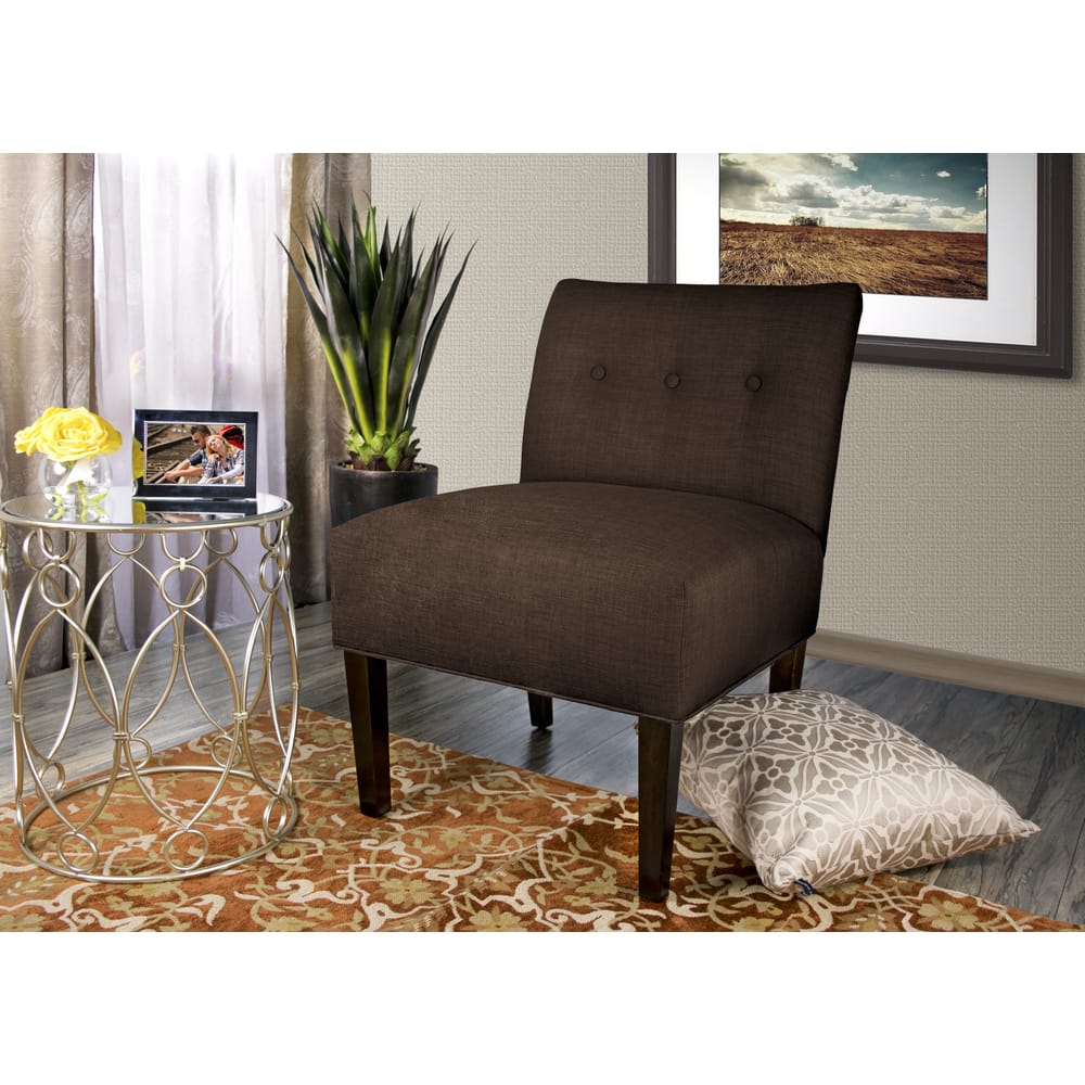 MJL Furniture Obsession Button Tufted Accent Chair in Brownstone (AS IS)