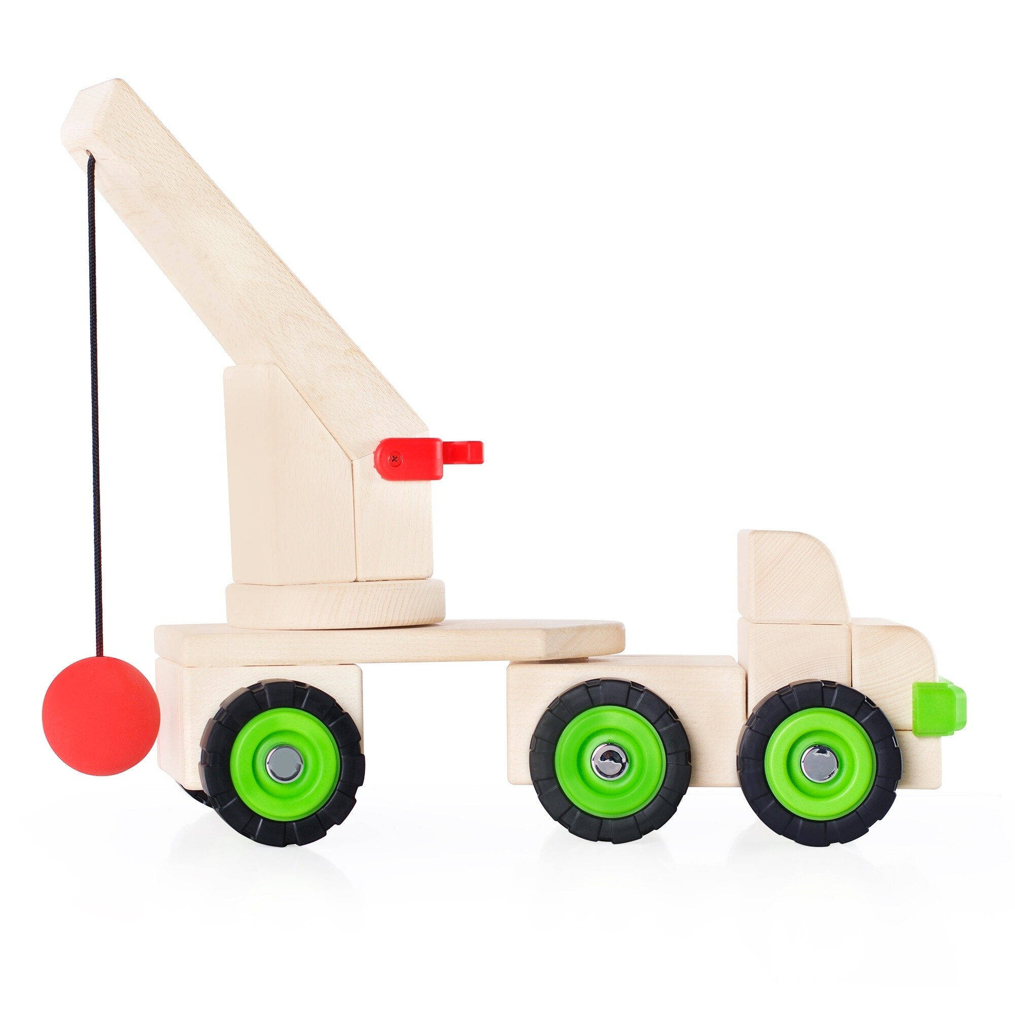 toy crane truck with wrecking ball