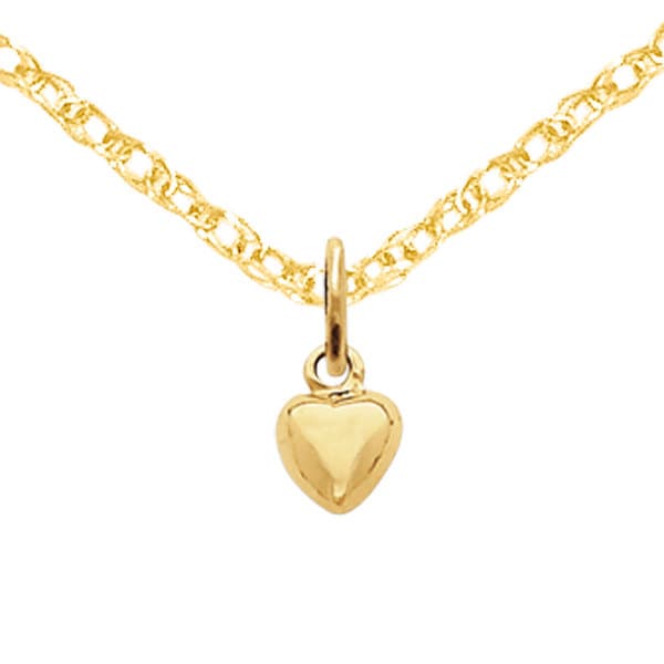 14K Rose Gold Solid Polished 3-Dimensional Small Heart Charm