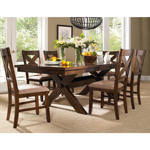 7 Piece Solid Wood Dining Set with Table and 6 Chairs ...