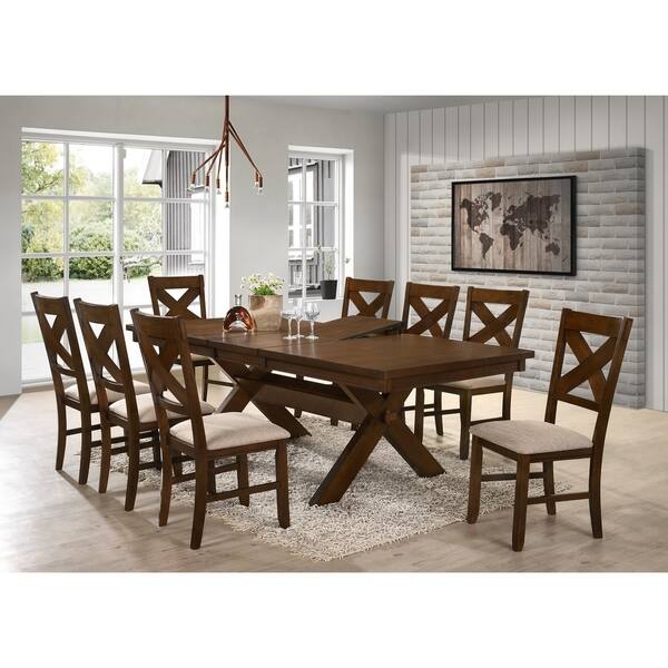 Shop 9 Piece Solid Wood Dining Set With Table And 8 Chairs