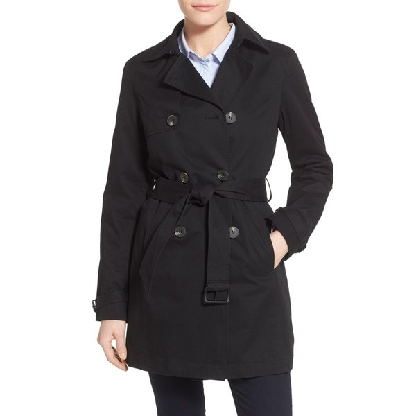 T Tahari Ladies Flare Trench Coat in Black with Eyelet Back Design ...