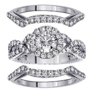 platinum 2 34ct tdw braided mount halo diamond engagement bridal set with 2 - Platinum Wedding Rings For Her platinum 2 34ct tdw braided mount halo diamond engagement bridal set with 2 - Platinum Wedding Rings For Her