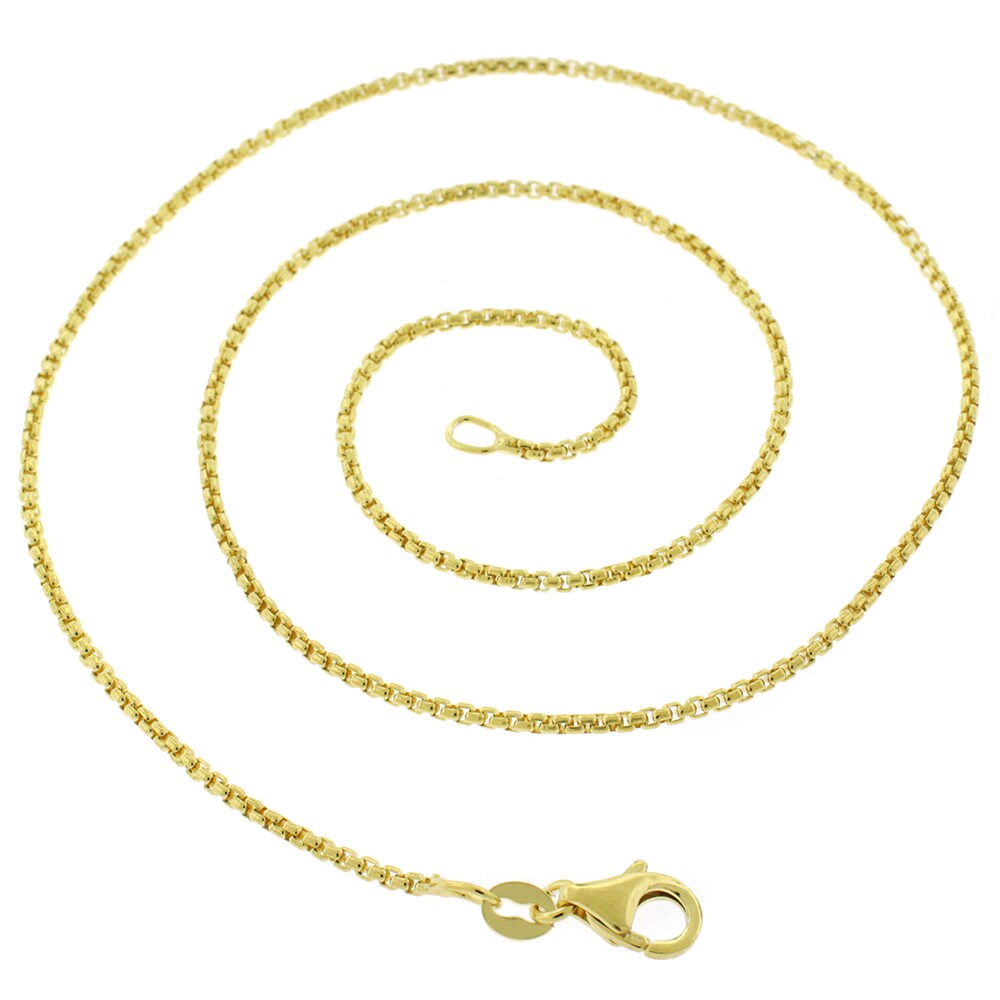 Italy 925 Sterling Silver 14k Yellow Gold Bar Cable Link Italian Chain Necklace