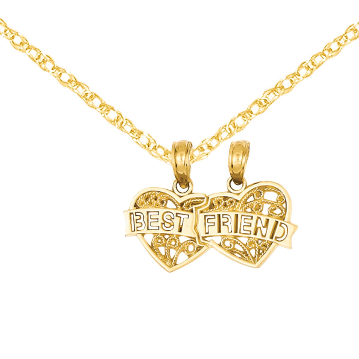 Gold /'BFF/' Heart Pendant Necklace