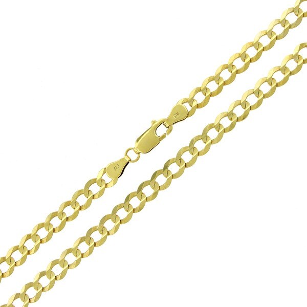 14k Yellow Gold 2.5mm Curb Cuban Link Chain Necklace - with Secure