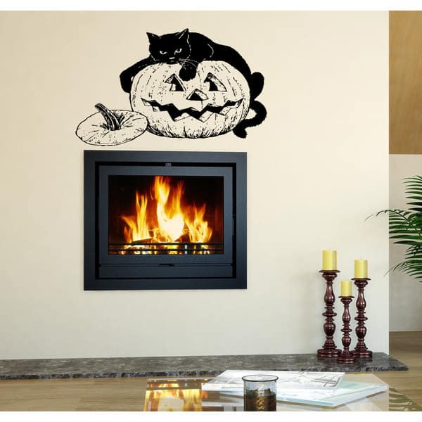 Halloween witch pumpkin cat Wall Art Sticker Decal - Bed Bath & Beyond ...
