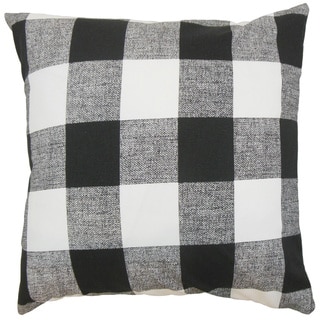 Alfonso Plaid Black Black/ Silver Throw Pillow