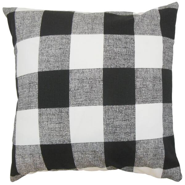 slide 2 of 2, Alfonso Plaid Black Black/ Silver Throw Pillow