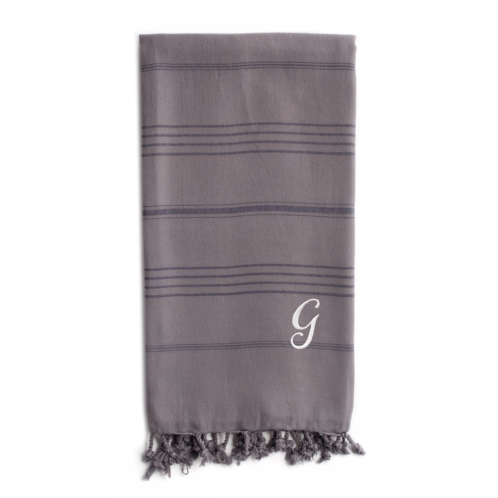 Authentic Ella Grey Monogrammed Pestemal Fouta Turkish Cotton Hand/Bath Towel  Set of 2 - On Sale - Bed Bath & Beyond - 12128128