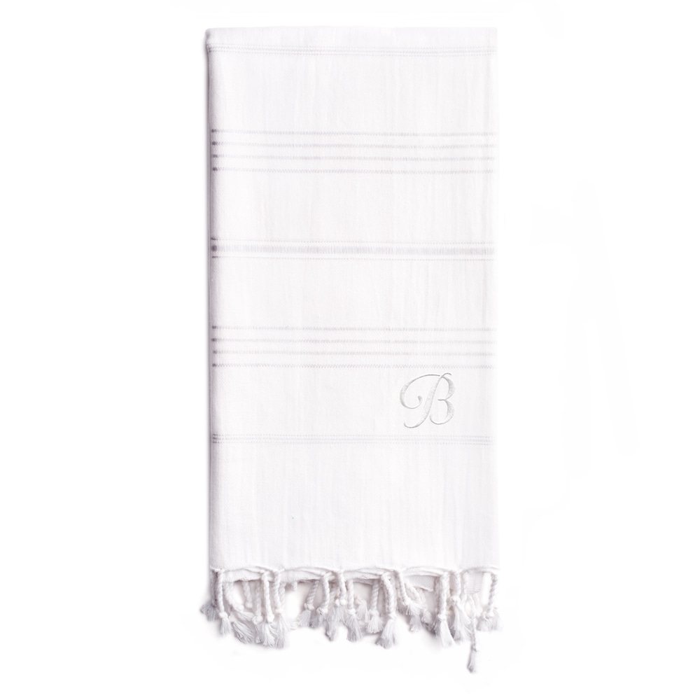 Authentic Ella Grey Monogrammed Pestemal Fouta Turkish Cotton Hand/Bath Towel  Set of 2 - On Sale - Bed Bath & Beyond - 12128128