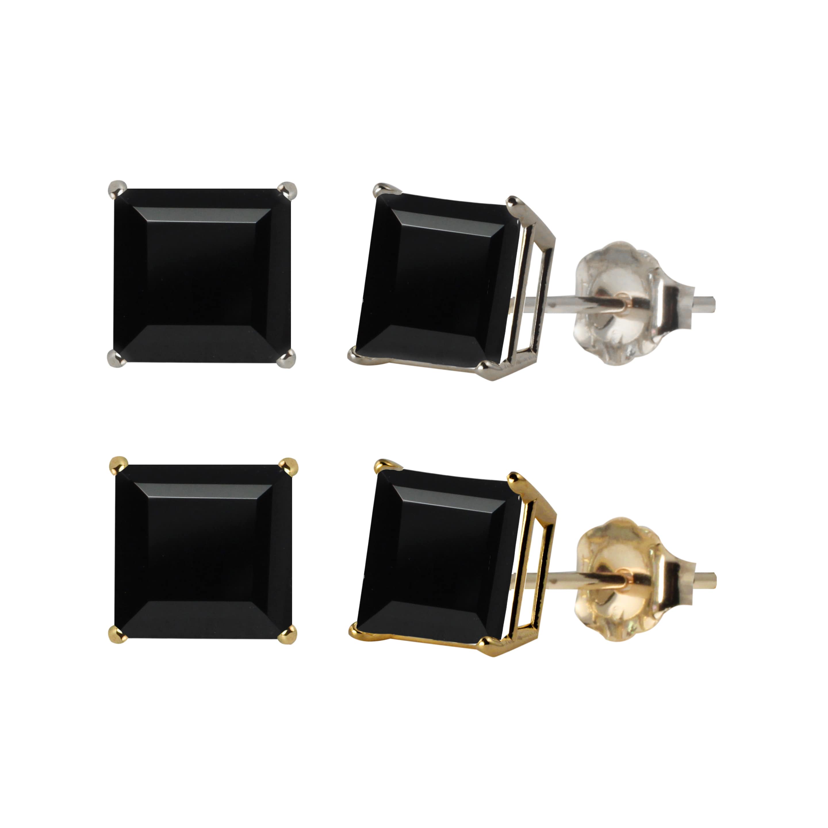 10k White Or Yellow Gold 6mm Square Black Onyx Stud Earrings 10k White Or Yellow Gold 6mm Square Black Onyx Stud Earrings