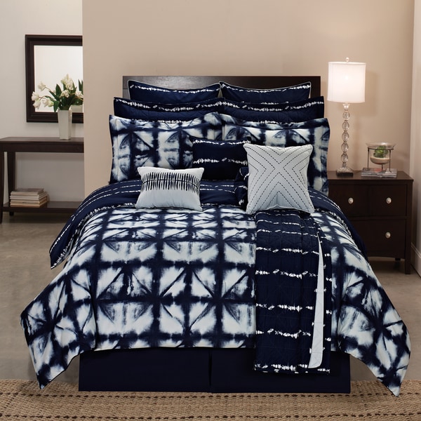 Carbon Loft Faraday Tie-dye Plaid Printed Reversible 12-piece Comforter